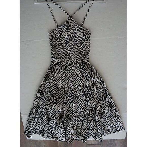Lusana x Anthropologie Women's Sz S US 4 Zebra Print Arlen Midi Halter Dress - Picture 1 of 7